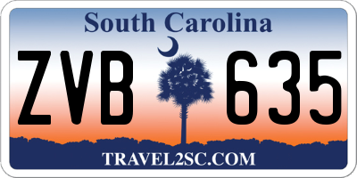 SC license plate ZVB635