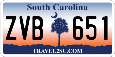 SC license plate ZVB651