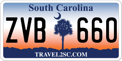 SC license plate ZVB660