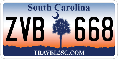 SC license plate ZVB668