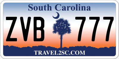 SC license plate ZVB777