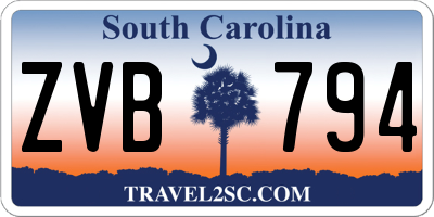 SC license plate ZVB794