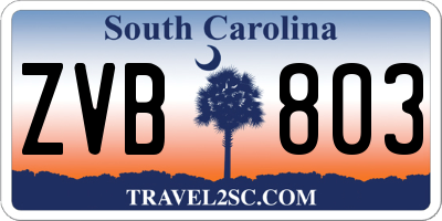 SC license plate ZVB803