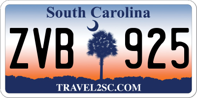 SC license plate ZVB925