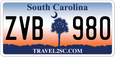 SC license plate ZVB980