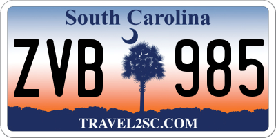 SC license plate ZVB985