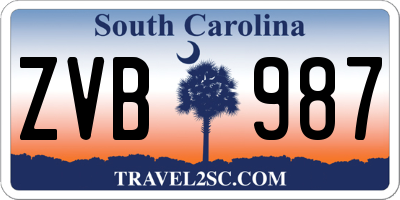 SC license plate ZVB987