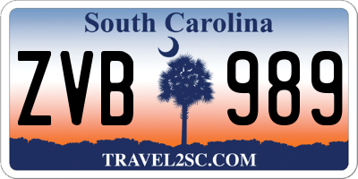 SC license plate ZVB989