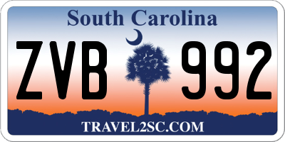 SC license plate ZVB992