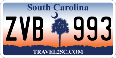 SC license plate ZVB993