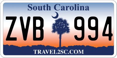 SC license plate ZVB994