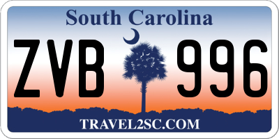 SC license plate ZVB996
