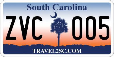 SC license plate ZVC005