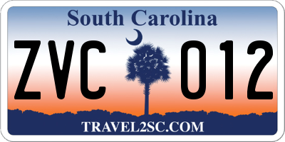 SC license plate ZVC012