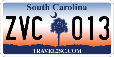 SC license plate ZVC013