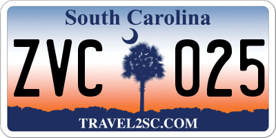 SC license plate ZVC025