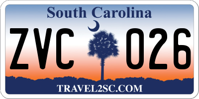 SC license plate ZVC026