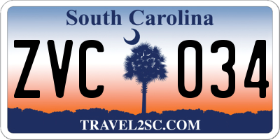 SC license plate ZVC034