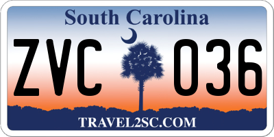 SC license plate ZVC036