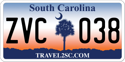 SC license plate ZVC038