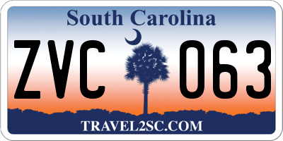 SC license plate ZVC063