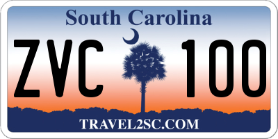 SC license plate ZVC100
