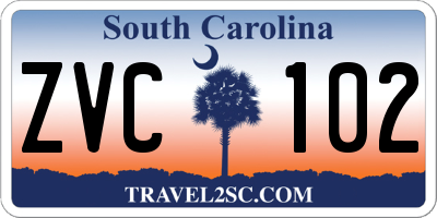 SC license plate ZVC102