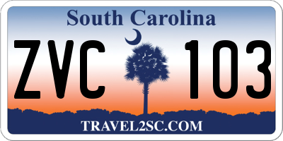 SC license plate ZVC103