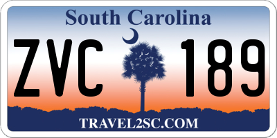 SC license plate ZVC189