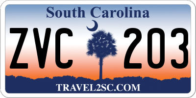 SC license plate ZVC203