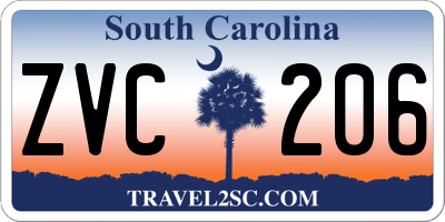 SC license plate ZVC206