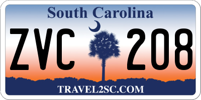SC license plate ZVC208
