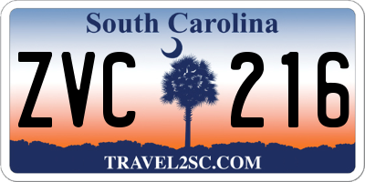 SC license plate ZVC216