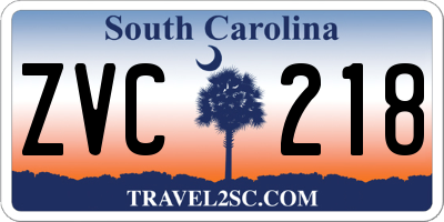 SC license plate ZVC218
