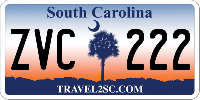 SC license plate ZVC222