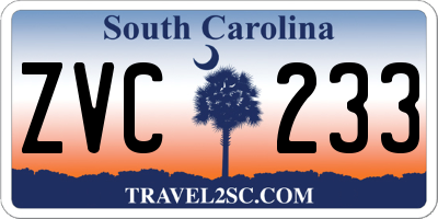 SC license plate ZVC233