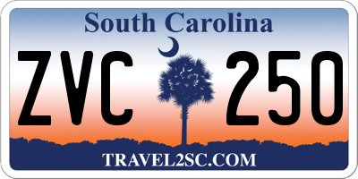 SC license plate ZVC250