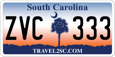 SC license plate ZVC333