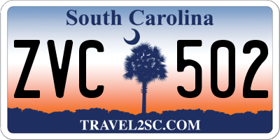 SC license plate ZVC502