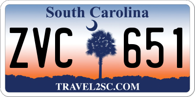 SC license plate ZVC651