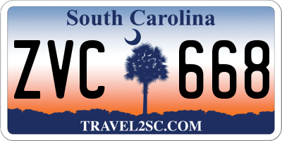 SC license plate ZVC668