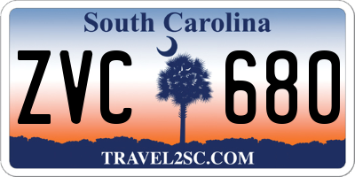 SC license plate ZVC680