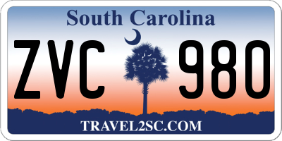 SC license plate ZVC980