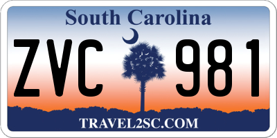 SC license plate ZVC981