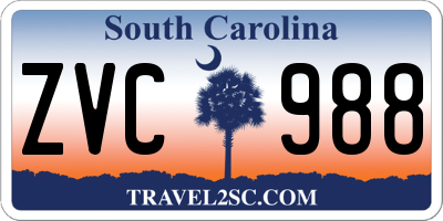 SC license plate ZVC988