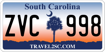 SC license plate ZVC998