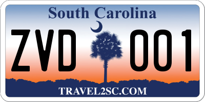 SC license plate ZVD001