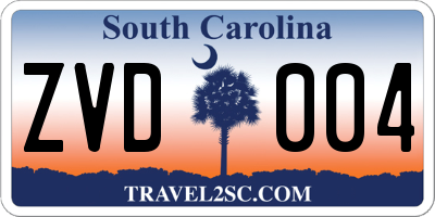SC license plate ZVD004
