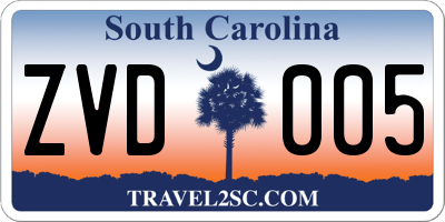 SC license plate ZVD005