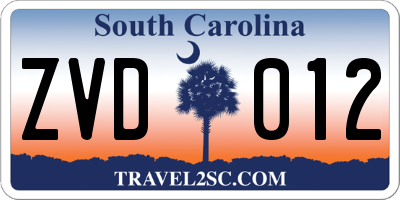 SC license plate ZVD012